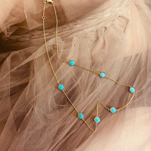 Effy 14K Yellow Gold Turquoise Necklace - Picture 3 of 11
